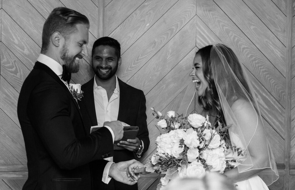 Amanda & Matt enjoying their wedding ceremony.
